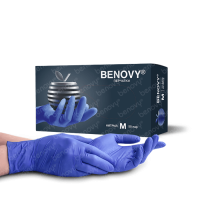 Перчатки   Benovy нитриловые, М сиренево-голубые 50 пар 
