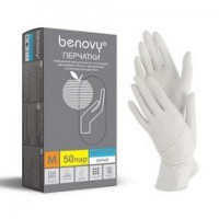 Перчатки размер M Benovy - белые (100 шт. в уп.-50 пар)